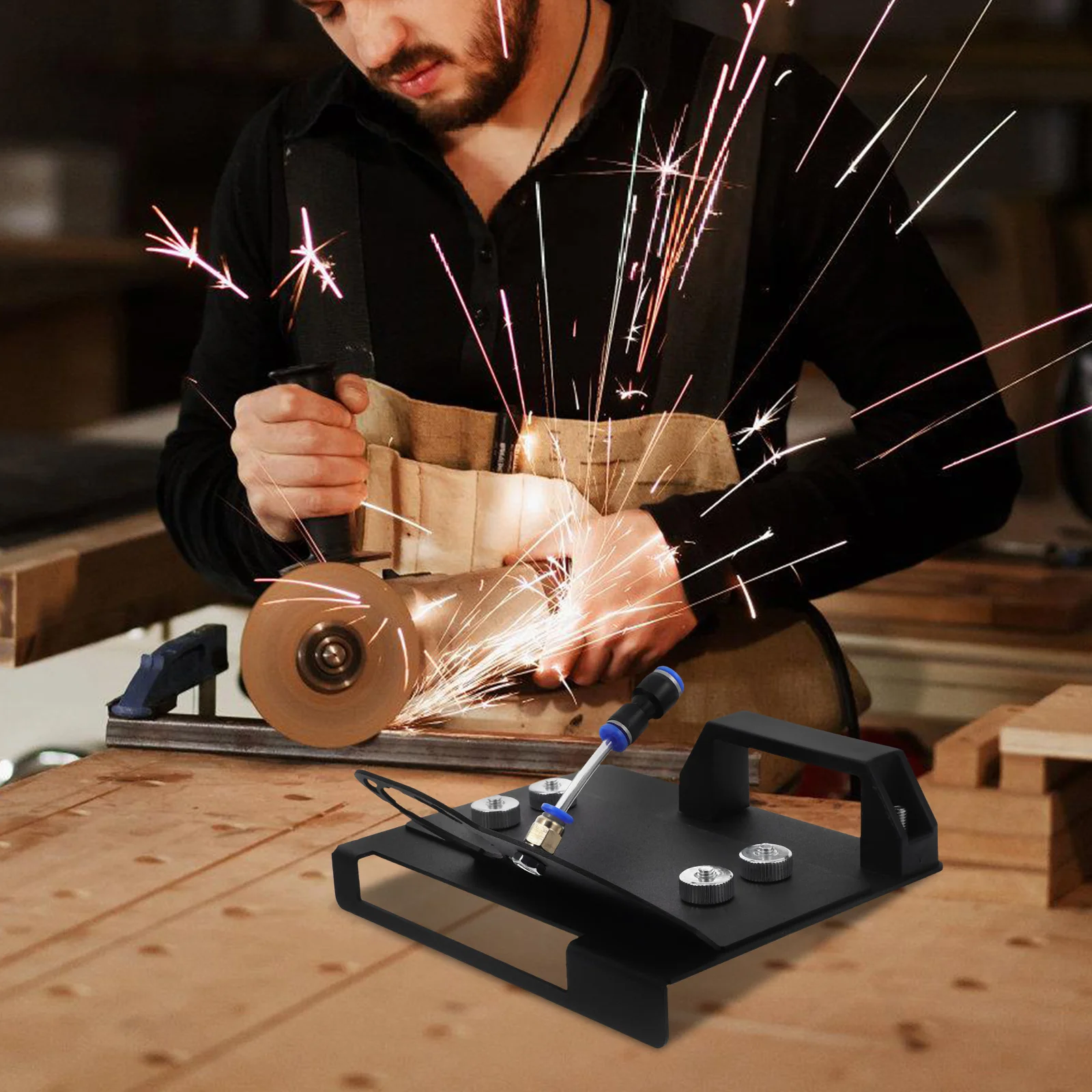

Angle Grinder Chamfering St 100mm Tile Cutting Stone Black S Portable Dust Removal Water Pipe Connection Longlasting
