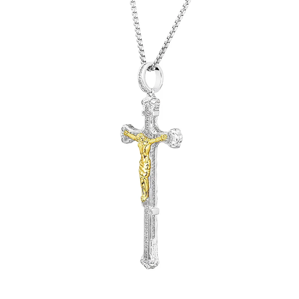 Cubic Zirconia Cross Pendant Cross Pendant Hip Hop Portrait Necklace Gold Plated Zircon Jewelry Fashion Items