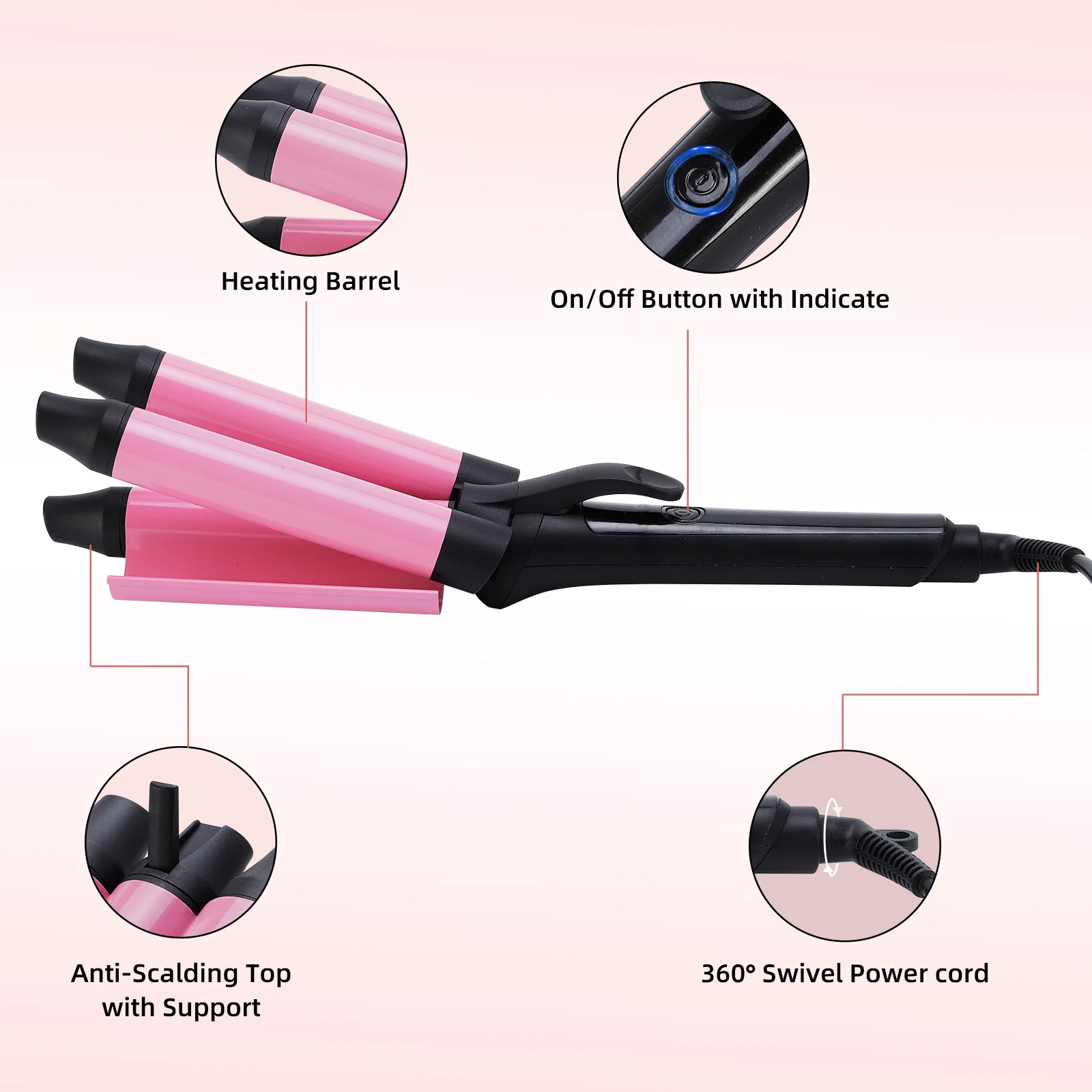 

Triple Barrel Hair Waver Negative Ion Ceramic Korean Style Water Ripple Perm Styling Tool Home Salon DIY Beach Waves Curls