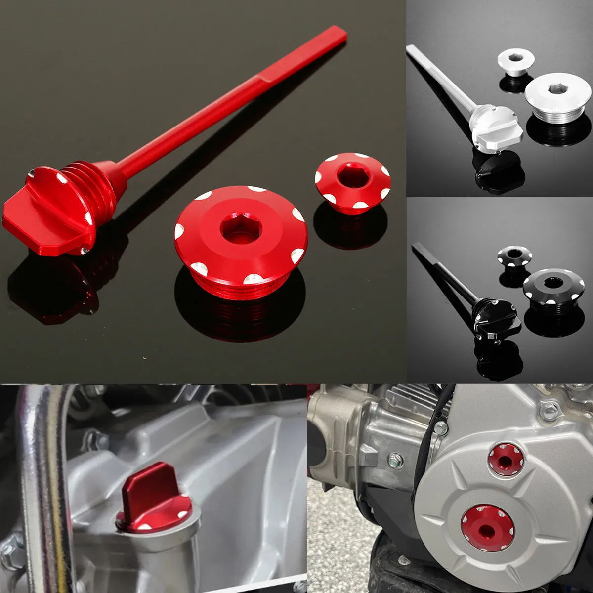 

3D Engine Crankcase Plugs Oil Fluid Dipstick Cap For Honda CRF110F 2013-20243 D Engine Crankcase Plugs Oil Fluid Dipstick Cap