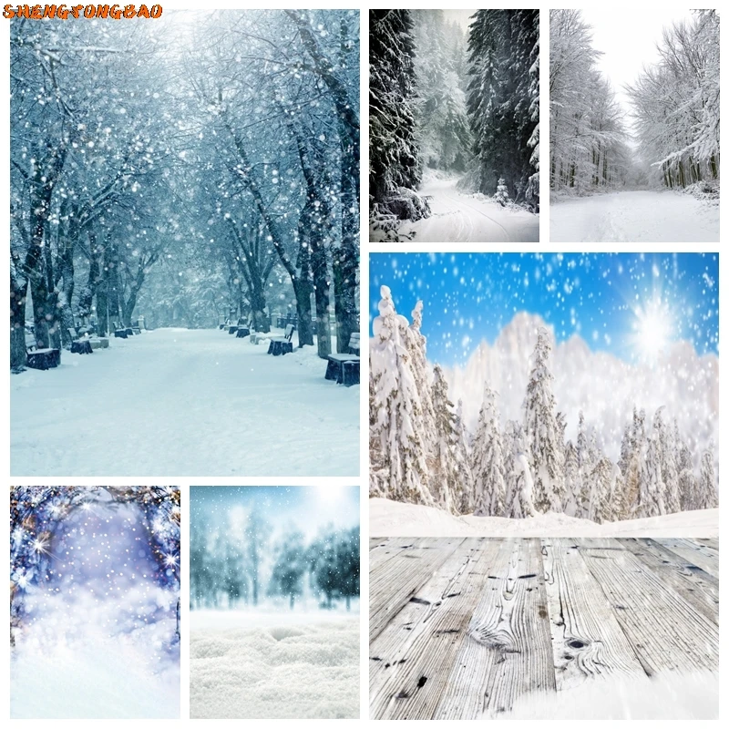 

Winter Christmas Photography Backdrop Wonderland Mountain Forest Snow Decor Child Photocall Family Portrait Photo Background