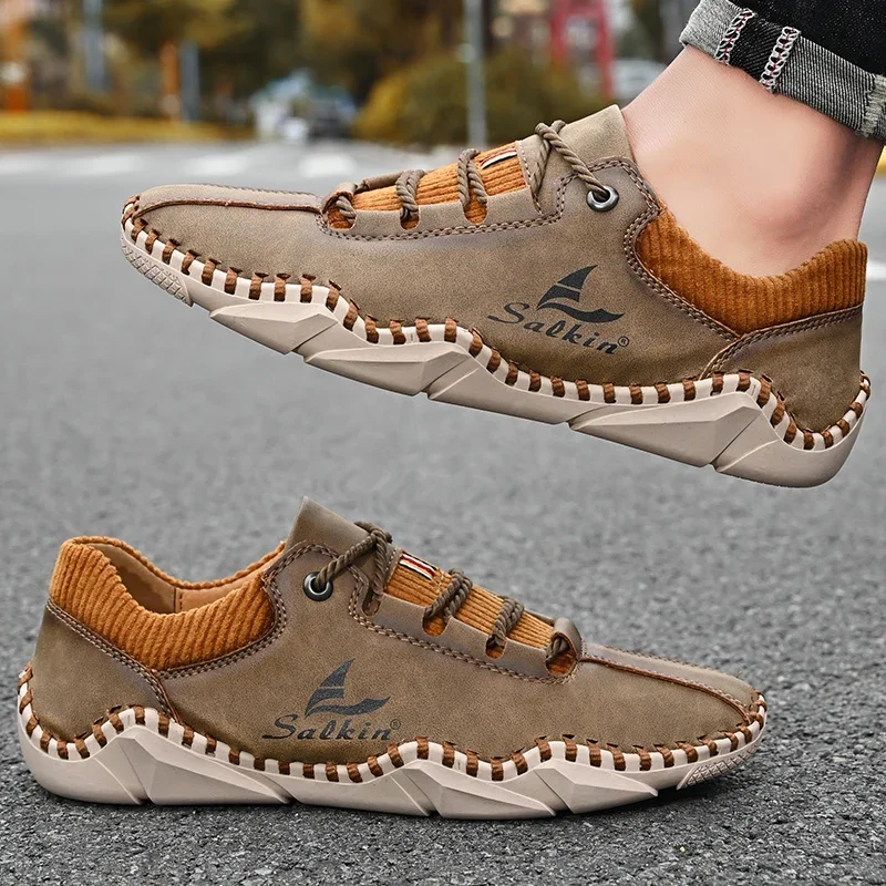 Men's Driving Shoes Men's Handmade Loafers Fashion Men's Shoes Outdoor Breathable Casual Shoes Moccasins Large Size Sneakers