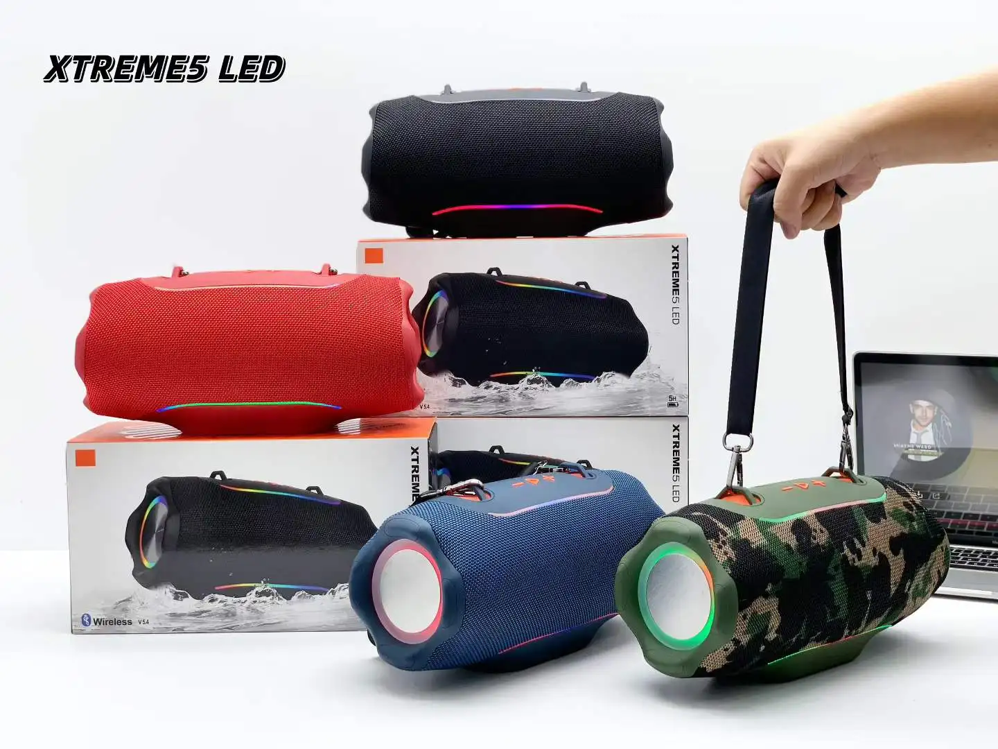 Xtreme5 LED Portable Outdoor Wireless Speaker with RGB Ambient Lighting IPX5 Waterproof & up to 20W Output