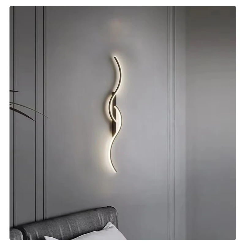 Long Aluminium Wall Light LED 60 80cm Dimming Wall Sconce with Remote Control Sofa Background Gaming Room Decoration