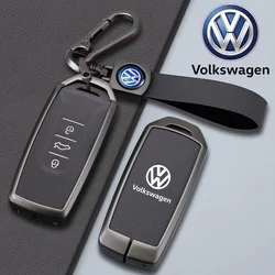 Zinc Alloy Leather Car Remote Key Case Cover Protector Holder Shell For VW Volkswagen Touareg 2019 2020 2021 2022 Auto Accessori