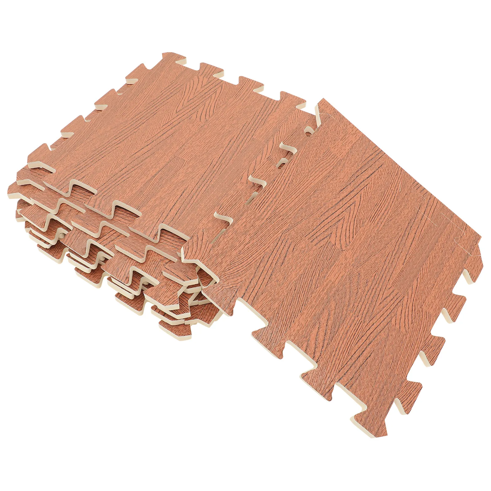 12Pcs Wood Grain Interlocking Floor Mats Durable Eco-Friendly Eva Foam Non-Slip Floor Tiles for Living Room Bedroom Office