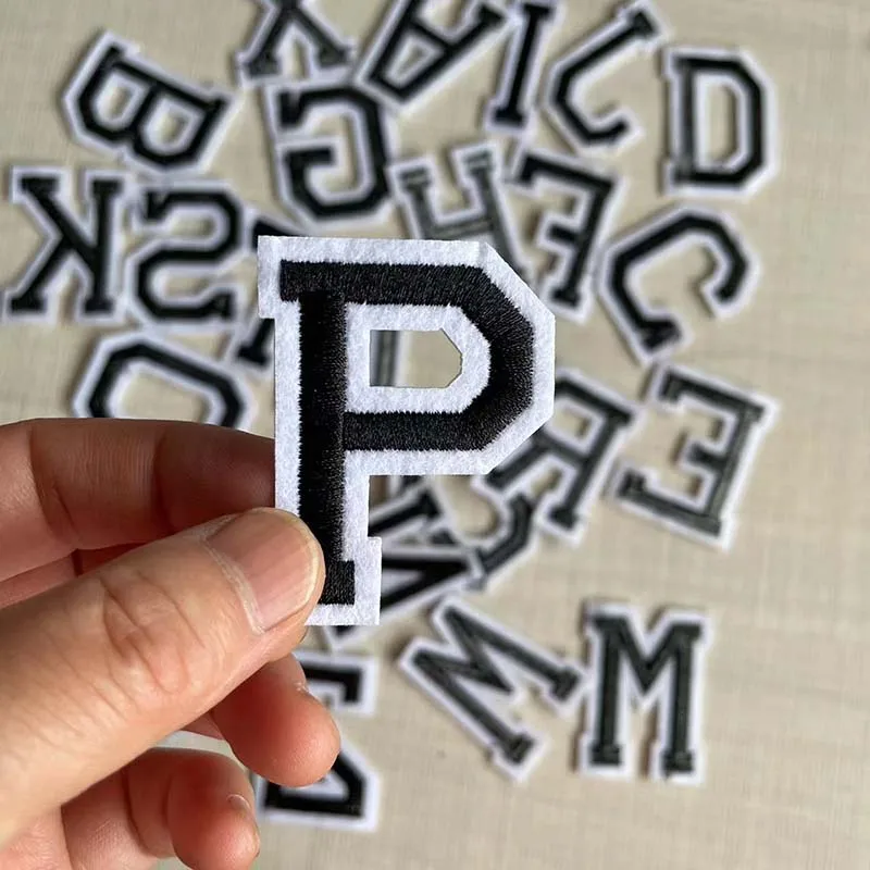 26 Stück/Set, A~Z farbige Alphabetbuchstaben Stickerei-Applikationen, Aufbügelbare Patches, thermoadhäsive Stoffkleidungsaufkleber – Detail 9