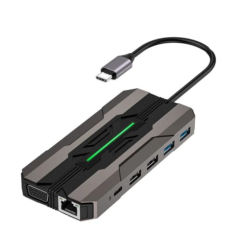 13-IN-1 USB C 허브 도킹 스테이션 SD 카드 리더기 1000M RJ45 호환 HDTV VGA USB 허브 3.0 PC 노트북용 어댑터 내구성