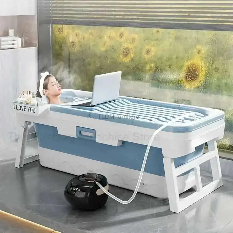 

Portable Folding Bathtub for Adults hot Bath Spa Plastic Bathtubs Children Swimming pool Bucket Sauna Lid Cover House Bath Tub Z