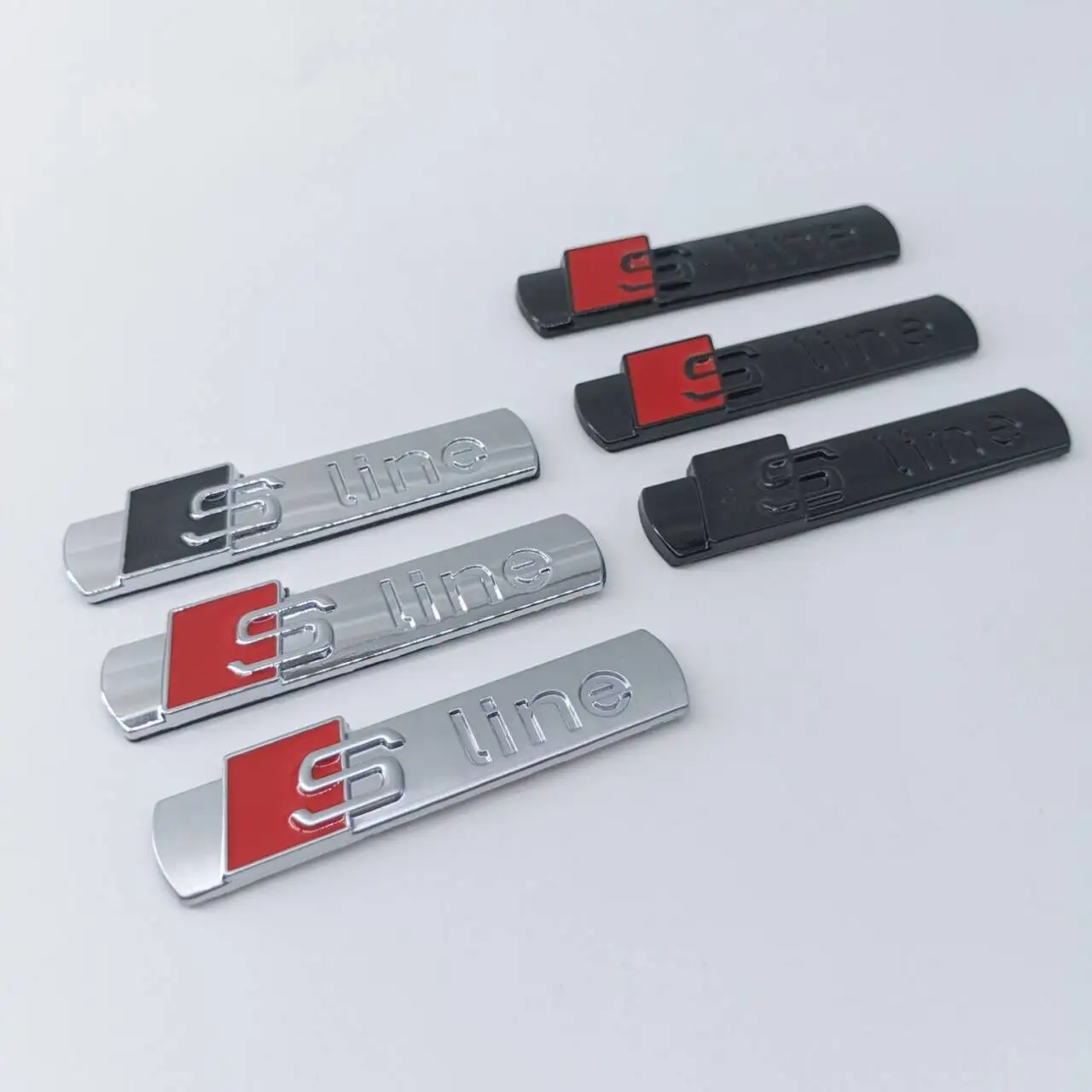 10pcs For Audi Sline TT A1 A3 A4 A5 A6 A7 A8 Q3 Q5 Q7 S3 S4 S5 S8 Silver Black Car Emblen Metal Logo StickerSports Avant Etron