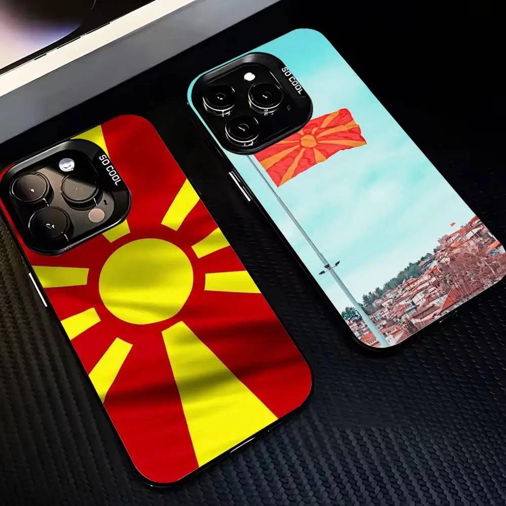 

M-Macedonia Flag-S Phone Case For iPhone 17,16,15,14,13,12,11 Plus,Pro Max,XS,Colored Silver Plated Inside Cover