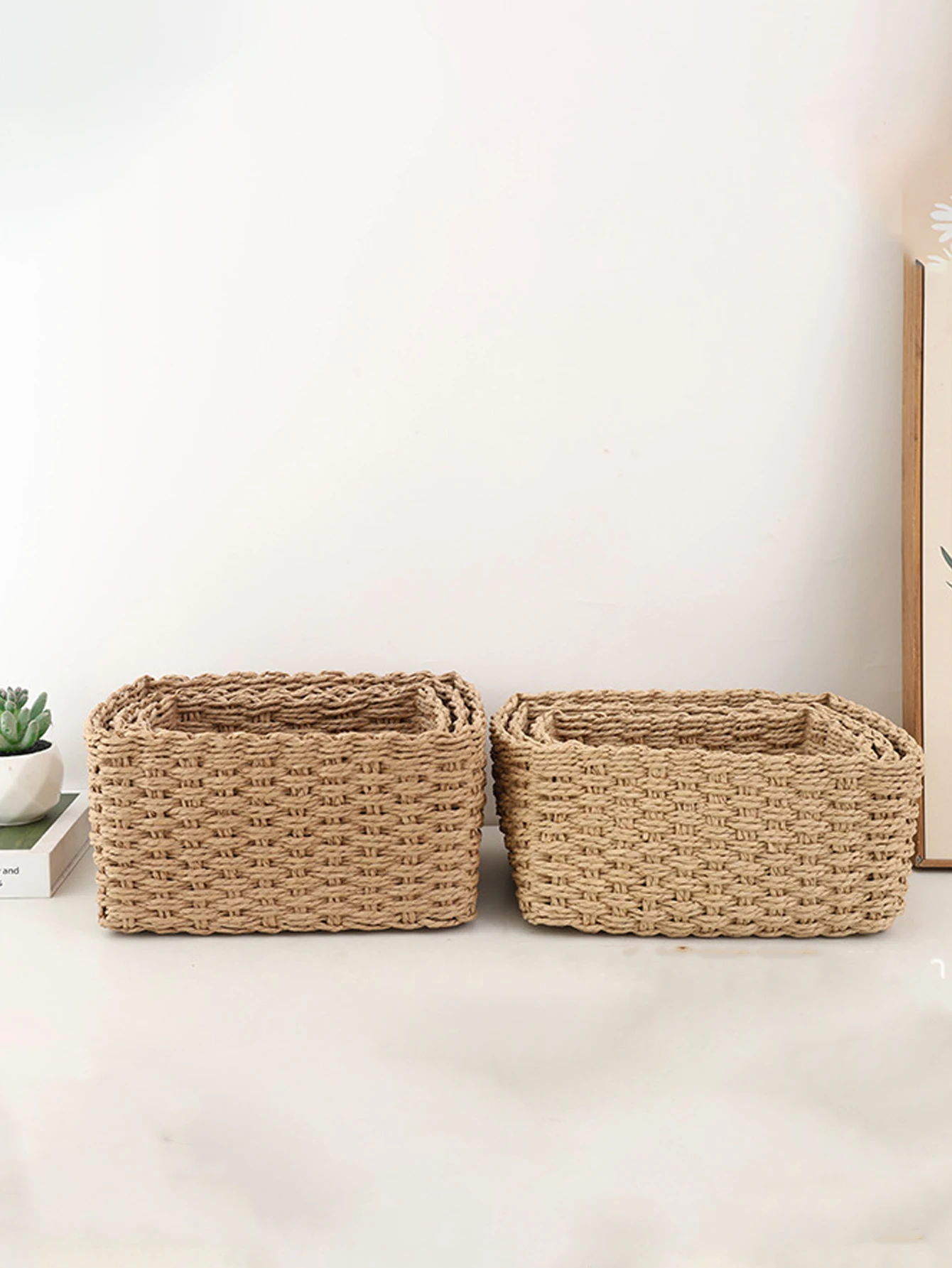 Handgewebter Aufbewahrungskorb – Organizer für Zuhause und Schreibtisch für verschiedene Gegenstände, Kosmetik, Wohnzimmerkleidung, Spielzeug und mehr – Detail 1