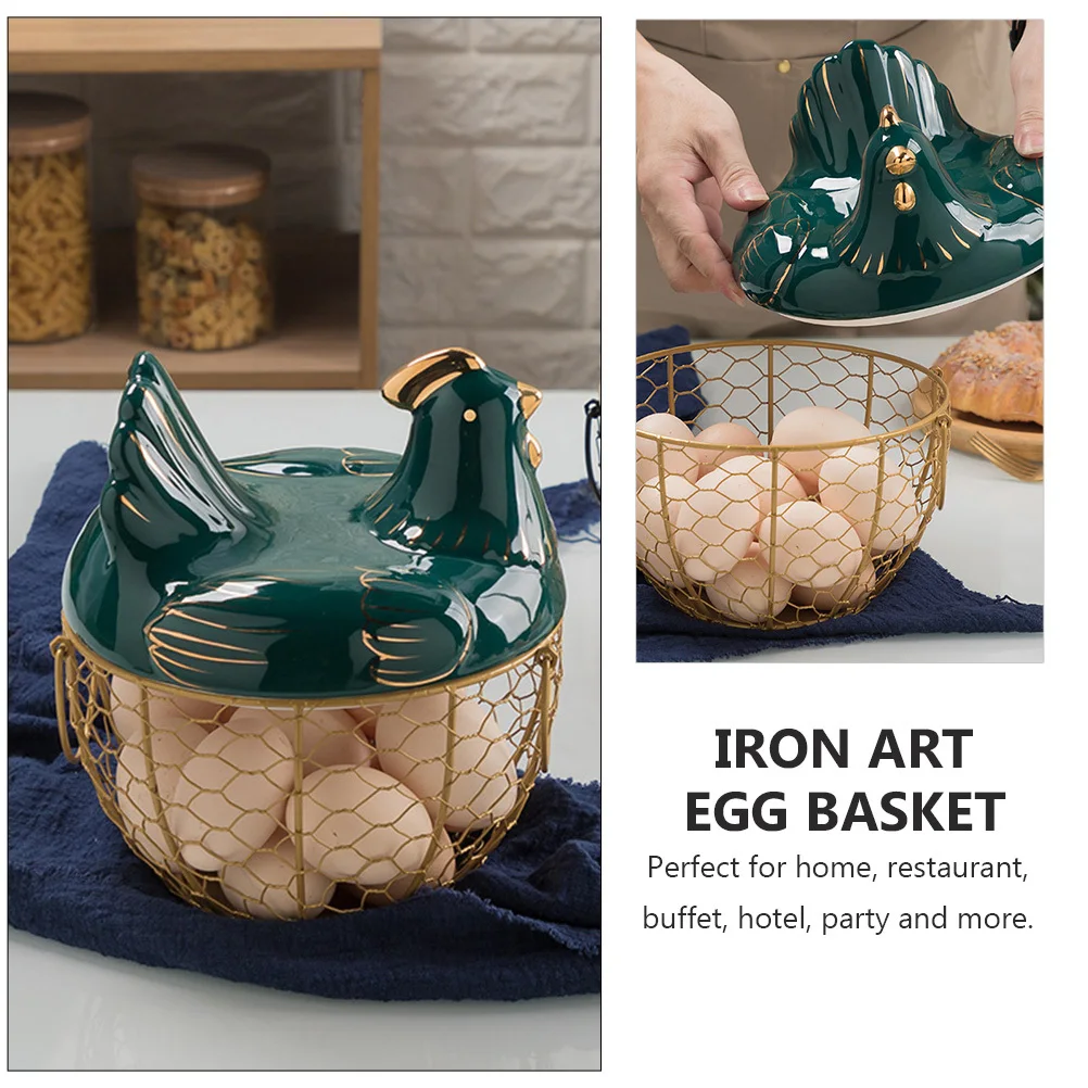 

Decorative Chick Shape Egg Basket Iron Art Storage Organizer for Fruits Vegetables and More Iron Art Egg Basket