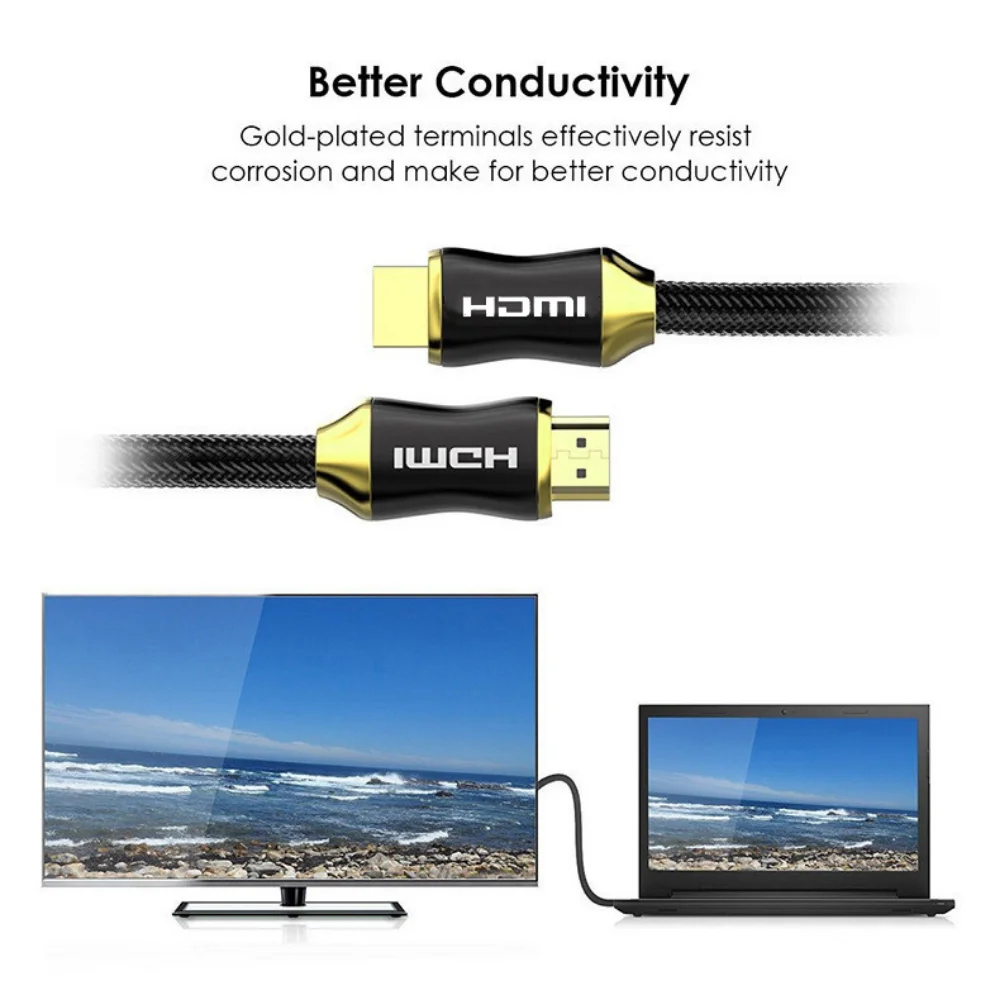 1M 4K 60Hz HDMI To HDMI Braided Cable High Speed 2.0 Golden Plated Connection Cable Cord for UHD FHD 3D Xbox PS3 PS4 TV