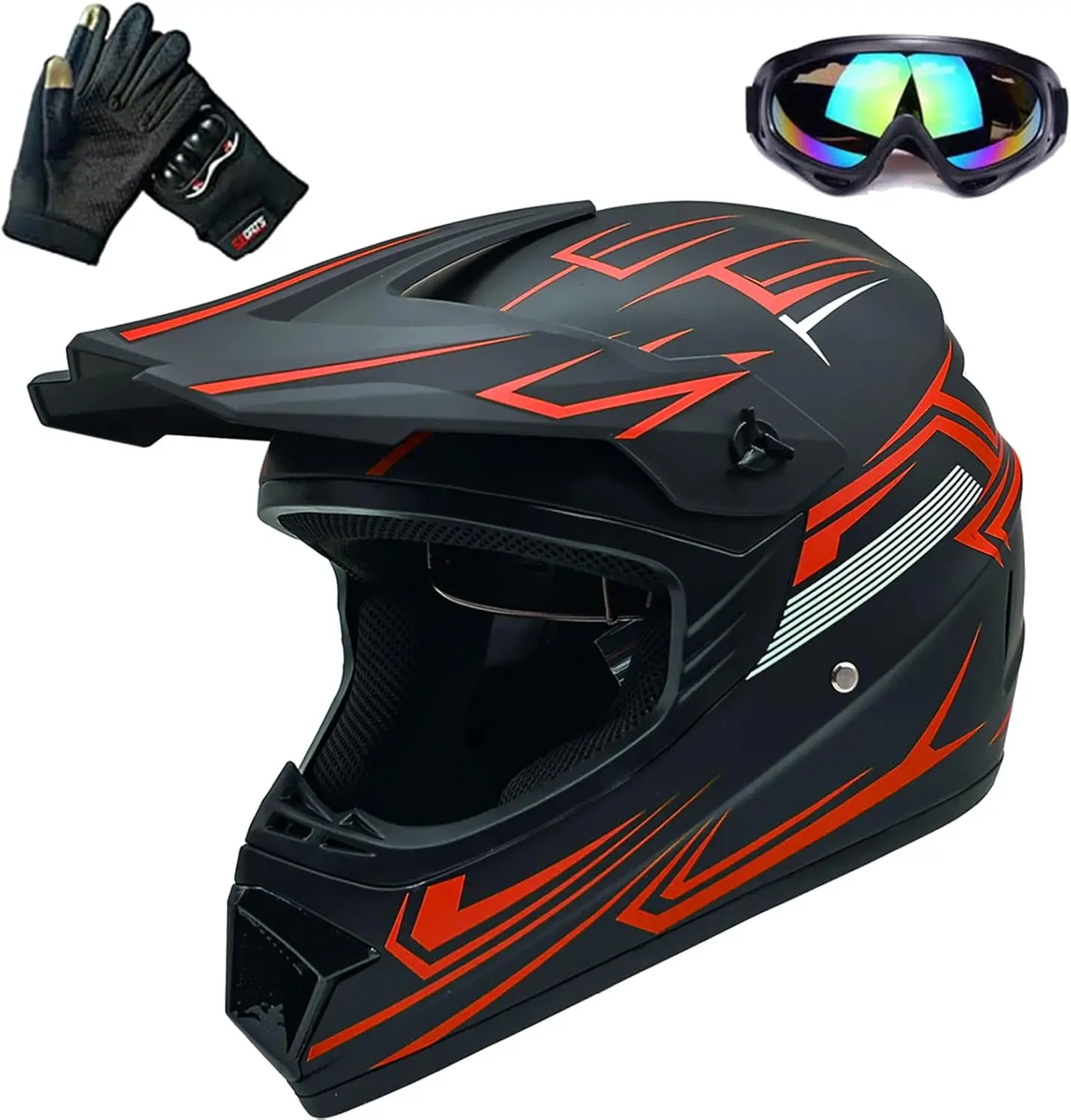 Motocross Helmet Fashion Youth Dirt Bike Helmet Unisex-Adult ATV Off-Road Mountain Bike Motorcycle Red Helmet DOT Approved