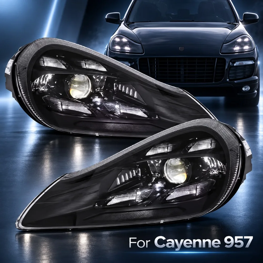 Car LED Light For Porsche Cayenne 957 Headlight 2007-2010 car accessories Upgrade New Style Pair Front Matrix HeadLamp DRL,Plug and Play