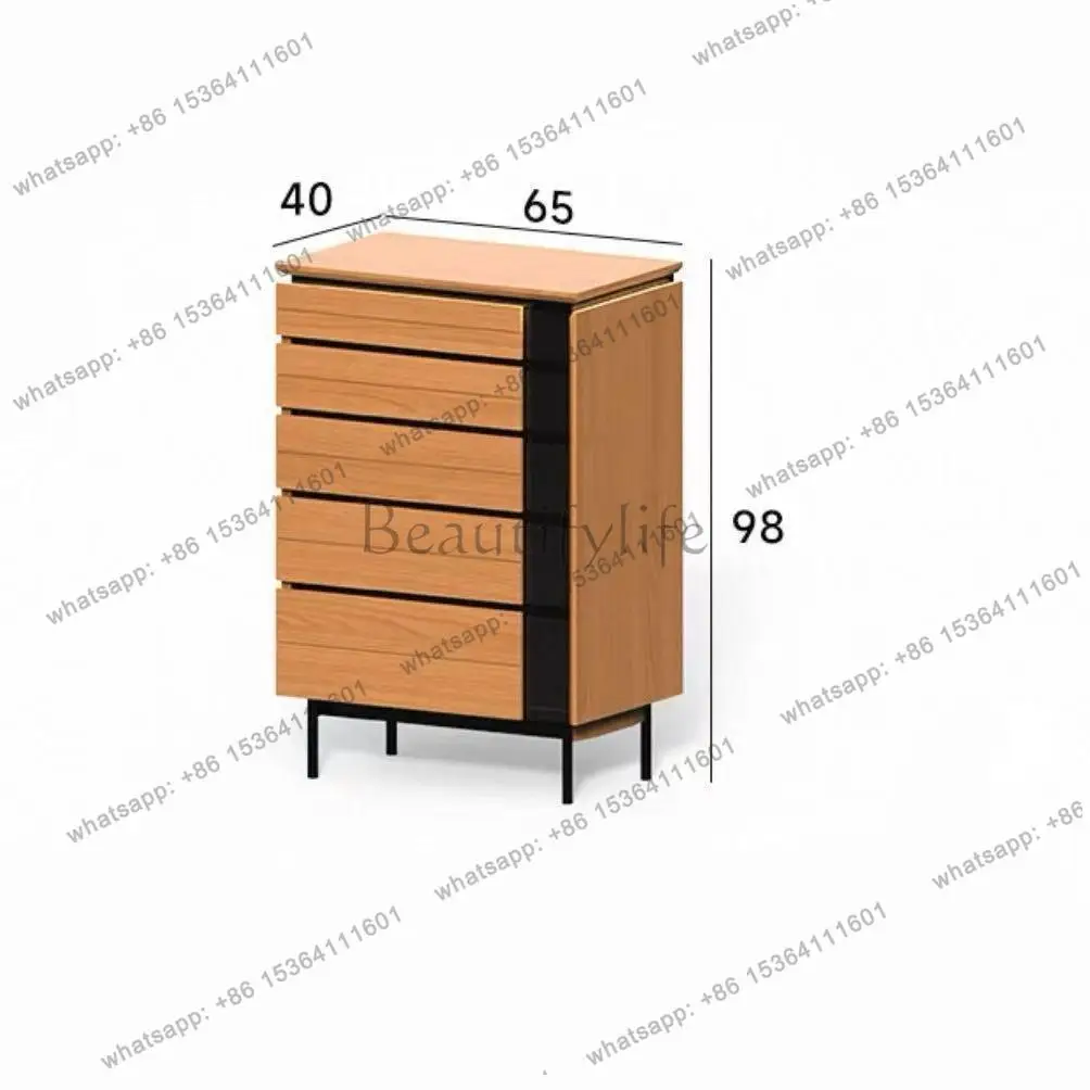 LD Japanese-style solid wood chest of drawers, cherry-colored bedroom, living room storage locker