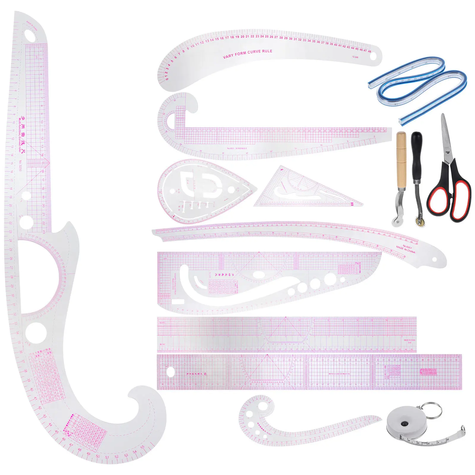 

1Set Sewing Ruler Set French Curve Tailor Professional Sewing Tools for Pattern Making Quilting Fabric Measuring Accessories