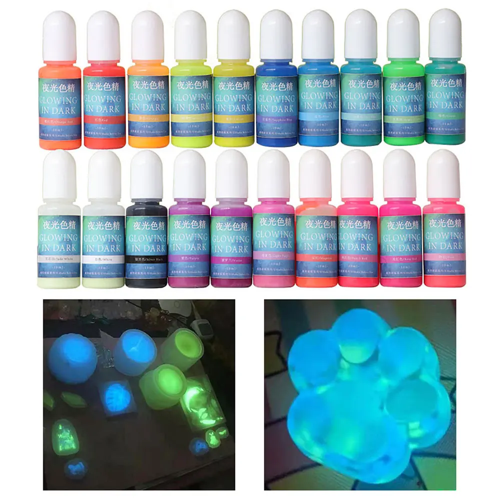 Silicone world 10ML 20 Colors Fluorescent Pigment Luminous Paint Resin Dye UV Resin Coloring Epoxy Resin Pigment for DIY Crafts - Image 4