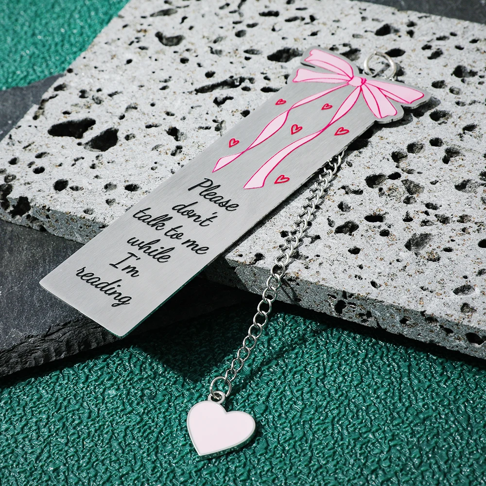 Sakura Pink Bow Bookmark | Elegant Stainless Steel Lifetime Color Preserving · Ritual Gift for Female Readers