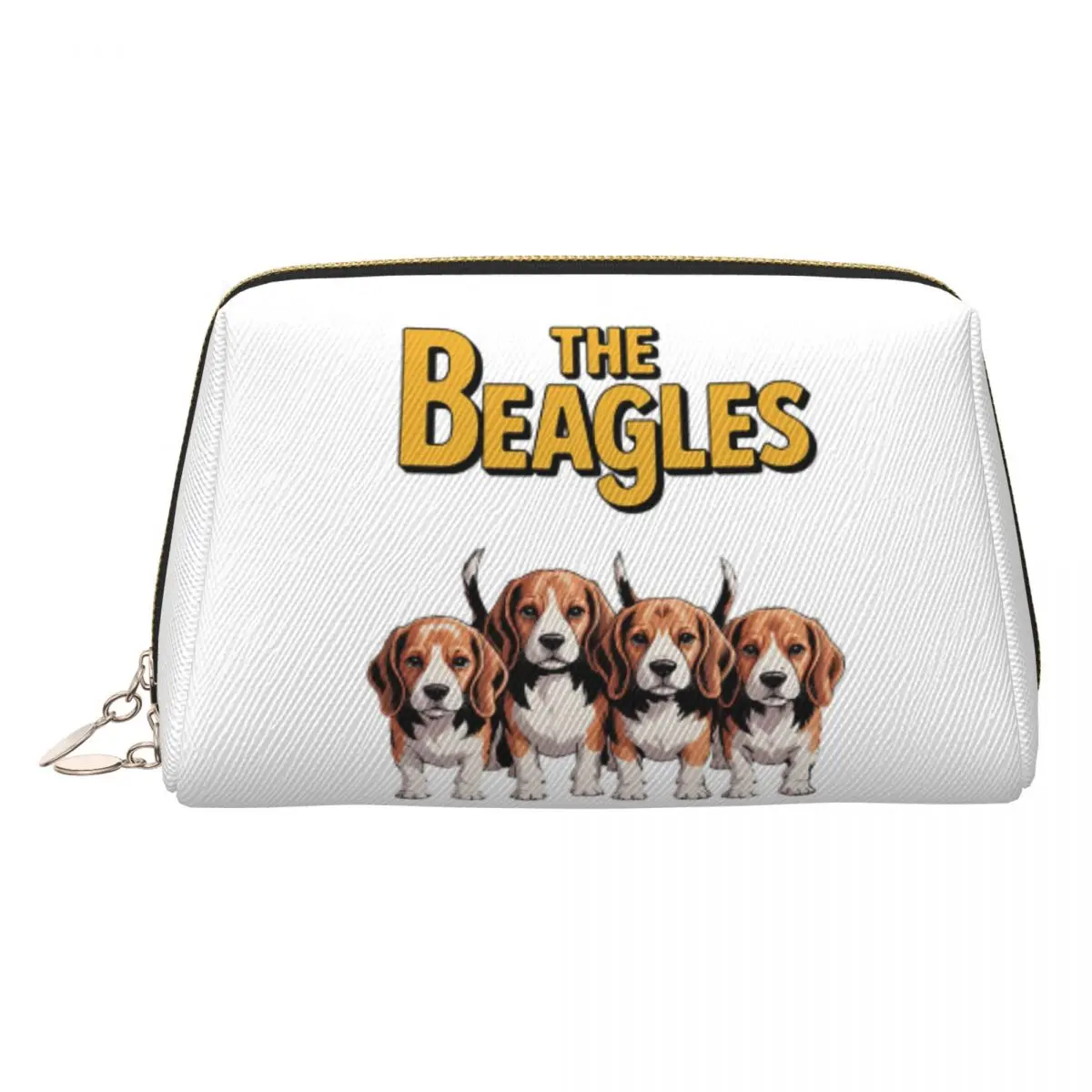The Beagles Four Beagle Dog Crossing Women Cosmetic Bag Travel Makeup Organizer Pouch Toiletry Storage Dopp Kit Box