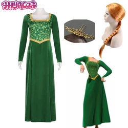 Anime Shrek Princess Fiona Dress Cosplay Costumes Comic Con Fiona Cos Wigs Headdress For Men Women Halloween Role Outfits Party
