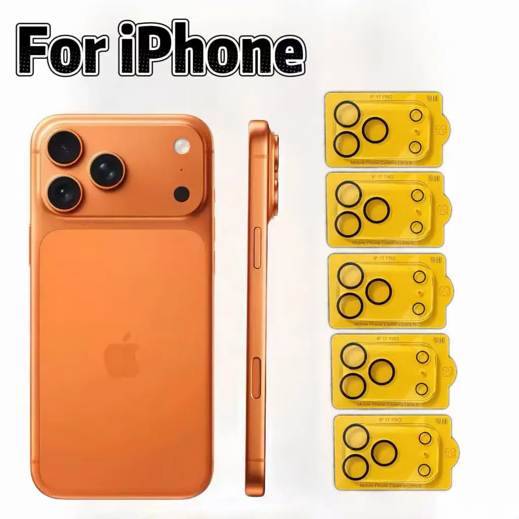 

5 шт. защитных пленок из закаленного стекла 9H для задней камеры Apple iPhone 17 Air, 16e, 16, 15, 14, 13, 12, 11 Pro Max Plus