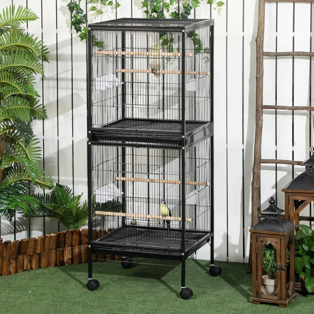 Large Bird Cage with 1.7 ft. Width for Wingspan, Bird Aviary Indoor with Multi-Door Design, Fit for a Canary,