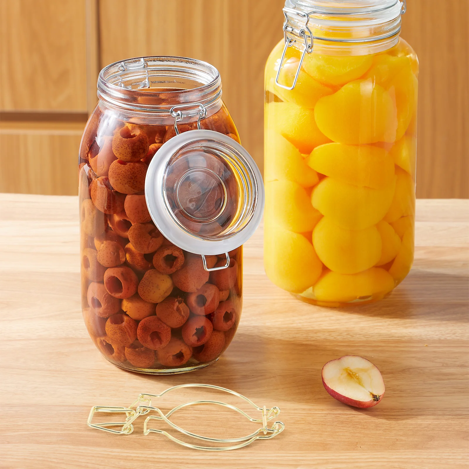 

4 pcs Jar Lid Fastener Stainless Steel 78Mm Gold Tone For Mason Jars Canning Supplies Wide Mouth Glass Canisters Replacement