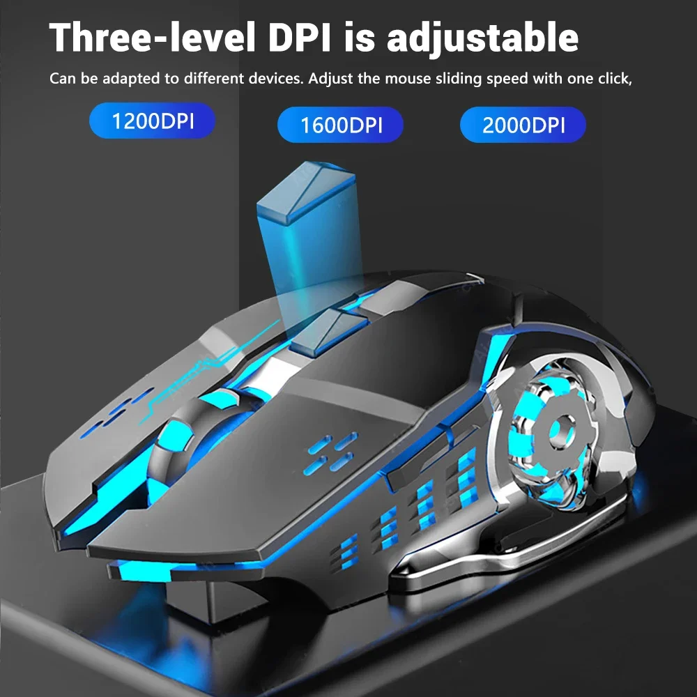 Wireless 2.4G Gaming Mouse 2400DPI Rechargeable Silent Mouse USB Mechanical Power Saving E-Sports Backlight Ergonomics PC Mouse