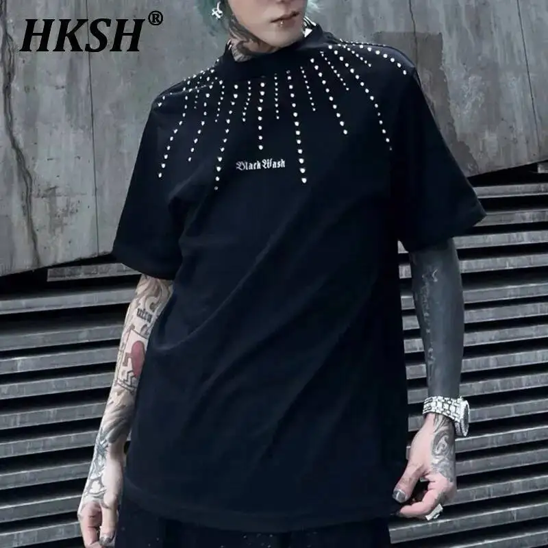 

HKSH Летняя новинка для мужчин Tide Оригинальный дизайн Уличная одежда Молодая мода Хлопковая шикарная футболка с коротким рукавом Свободные топы с круглым вырезом Ins HK5475