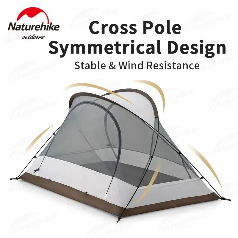 Naturehike Ultralight 2Person Butterfly Cross Tent Double Hall Double Door 210T PU3000mm Camping Windproof Forest Tent 2.7kg