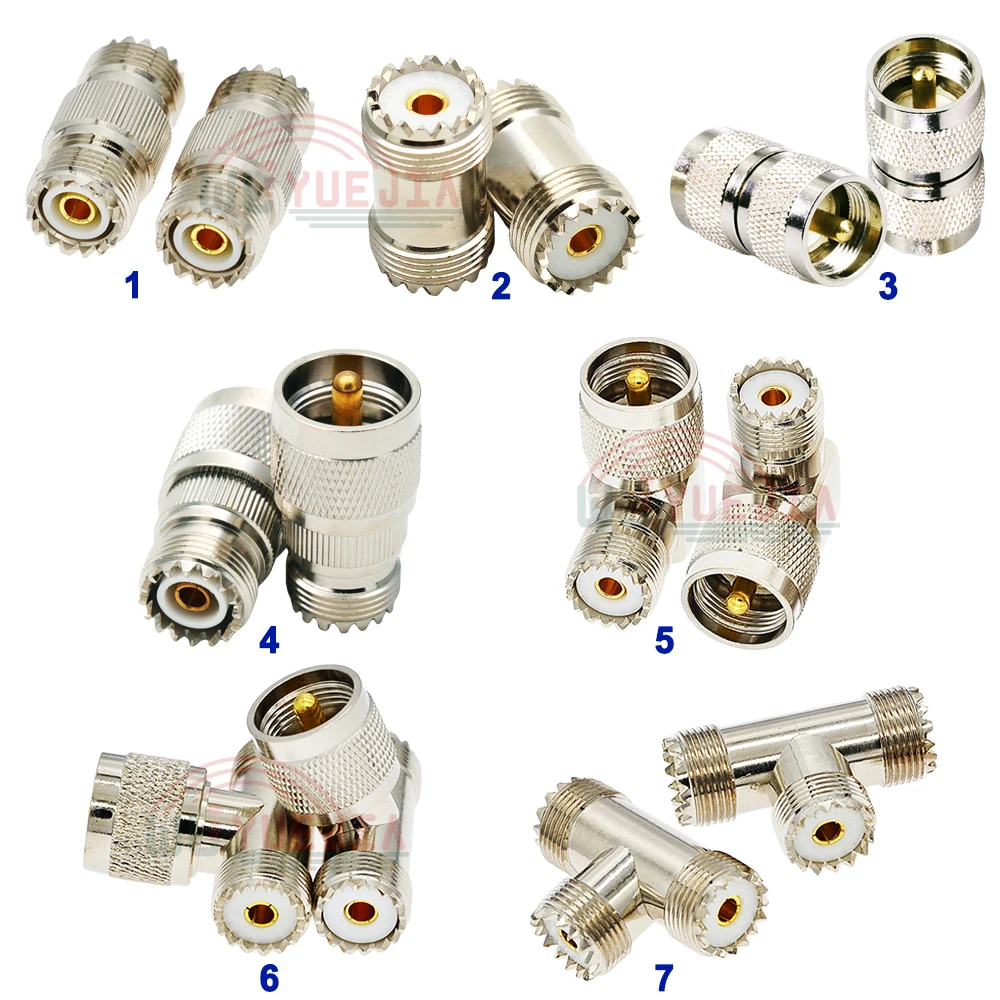 

1Pcs SL16 UHF Type Male Plug to Female Jack RF Adapter Straight 90° Right Angle T Type 3Way PL259 / SO239 UHF RF Coax Connector