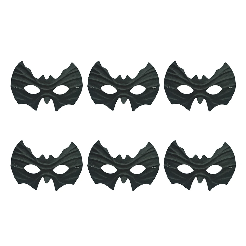 

6 Pcs Bat Mask Halloween Costume Accessories Scary Half Face Party Decoration Masquerade Black Cosplay Props Toy