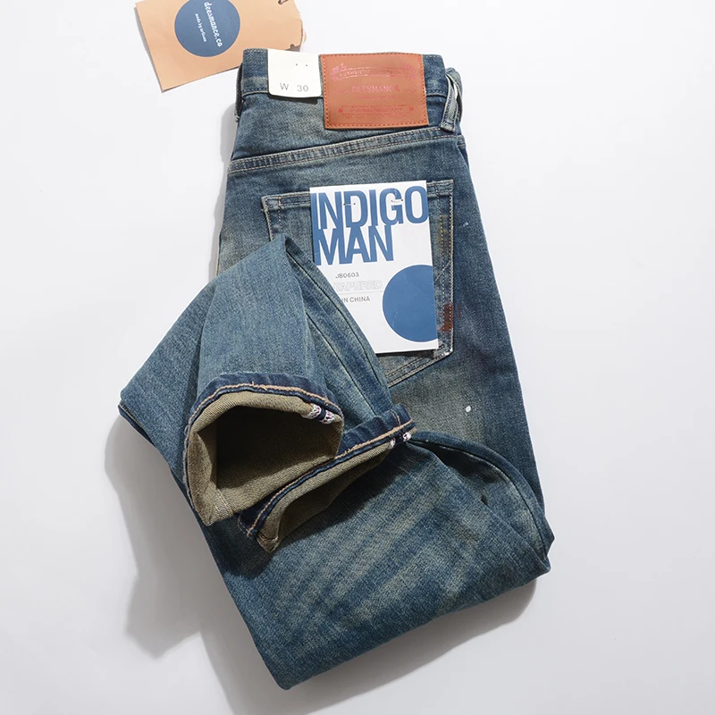 

Мужские повседневные джинсы из плотного винтажного хлопка, свободного прямого кроя, в стиле ретро