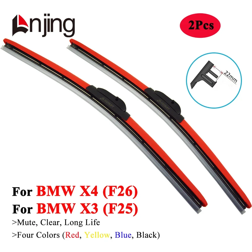 

LNJING Colorful Car Wiper Blade For BMW X3 F25 X4 F26 SUV xDrive sDrive 20I 28I 30I 35I 2010 2011 2012 2013 2014 2015 2016 2017