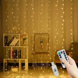 3/4/6m USB Vorhang Lichterketten 8 Modus LED Lichterkette Schlafzimmer Licht Hochzeit Weihnachten Dekorationen für Zuhause 2025 Neujahr Dekor