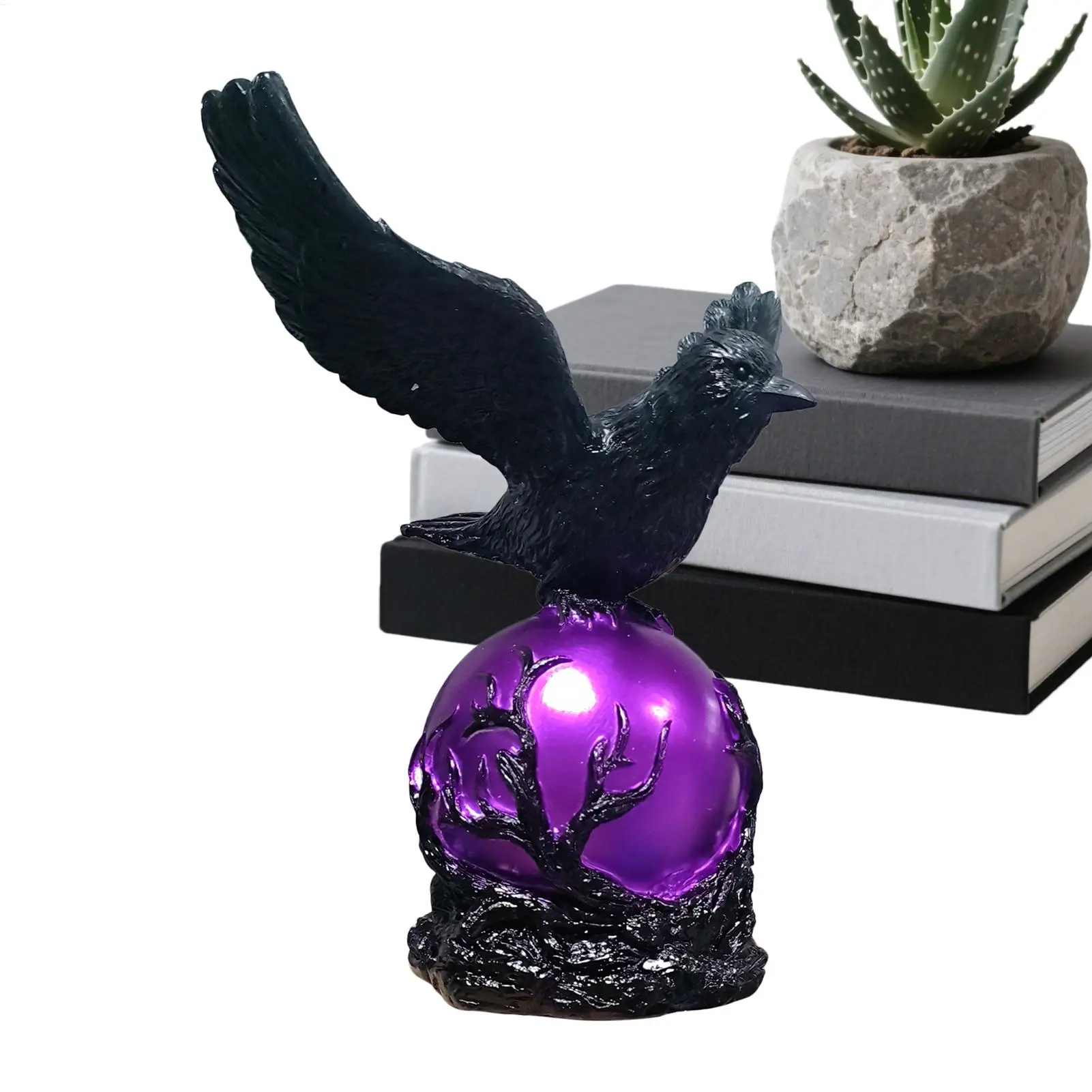 

Лампа Ворона, перезаряжаемая темная эстетическая смола, новинка, светодиодный настольный светильник, статуя Ворона для офисного рабочего стола, прикроватная полка для шкафа