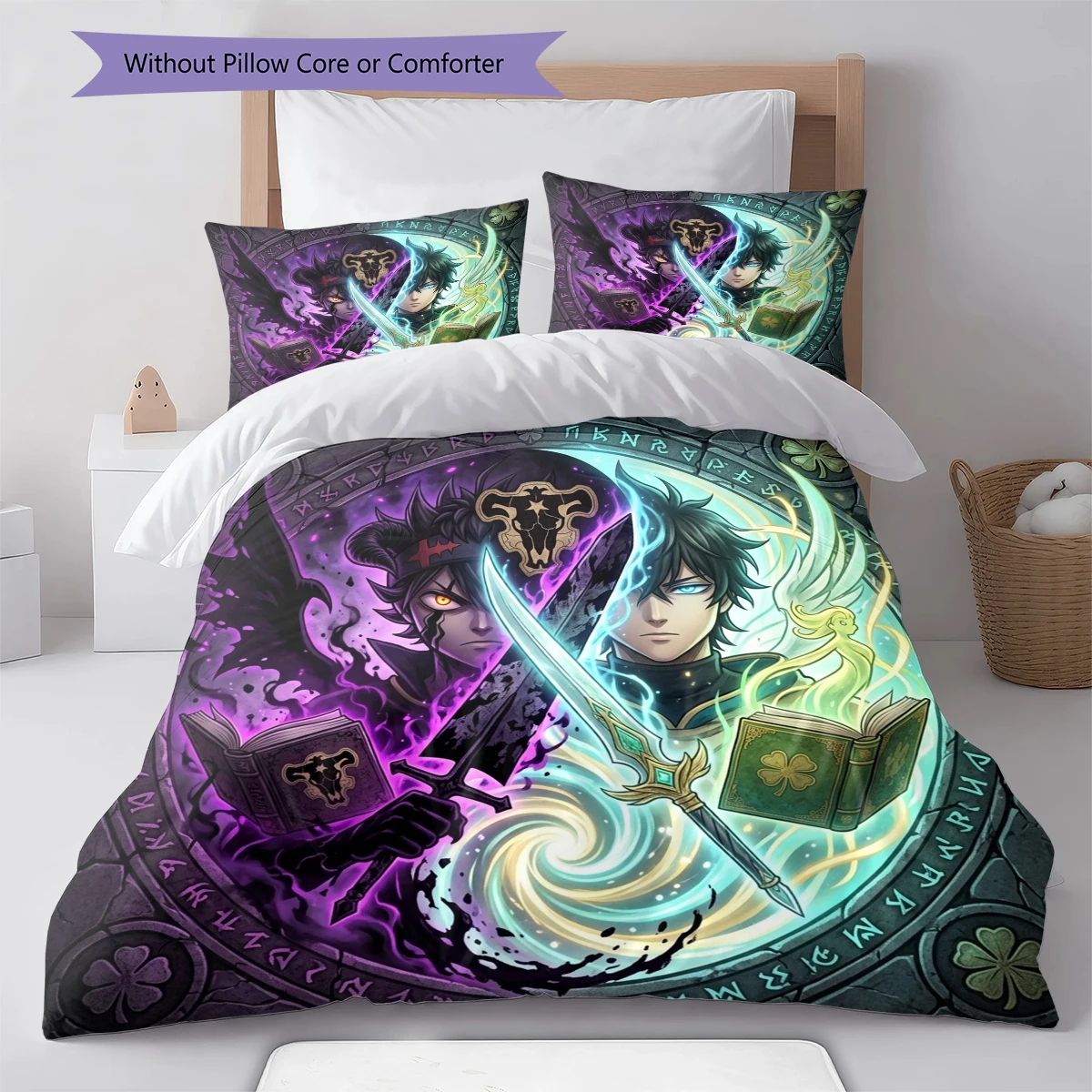 Black Clover Duvet Cover Soft Comfortable, Children Bedding Set Gift, Multiple Sizes -HE68