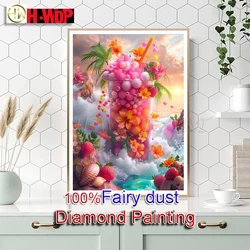Cup 100% Fairy Dust Diamond Painting Kit Flower Diamond Embroidery Landscape Cross Stitch AB Diamond Art Full Crystal Home Decor