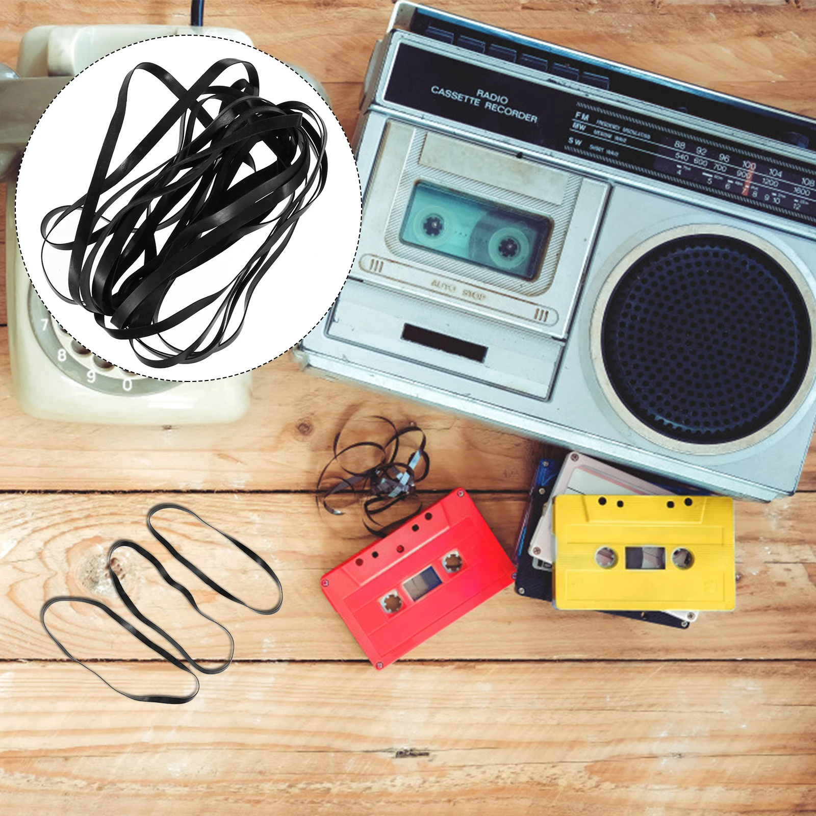 

40 Pcs Radio Tape Belt Cassette Player Flat Rubber Replacement Machine for Video