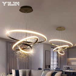 Modern LED Chandelier Circular Ring Cord Pendant LED Ceiling Lamp For Living Bedroom Dining Room Lights Home Indoor Light Decor