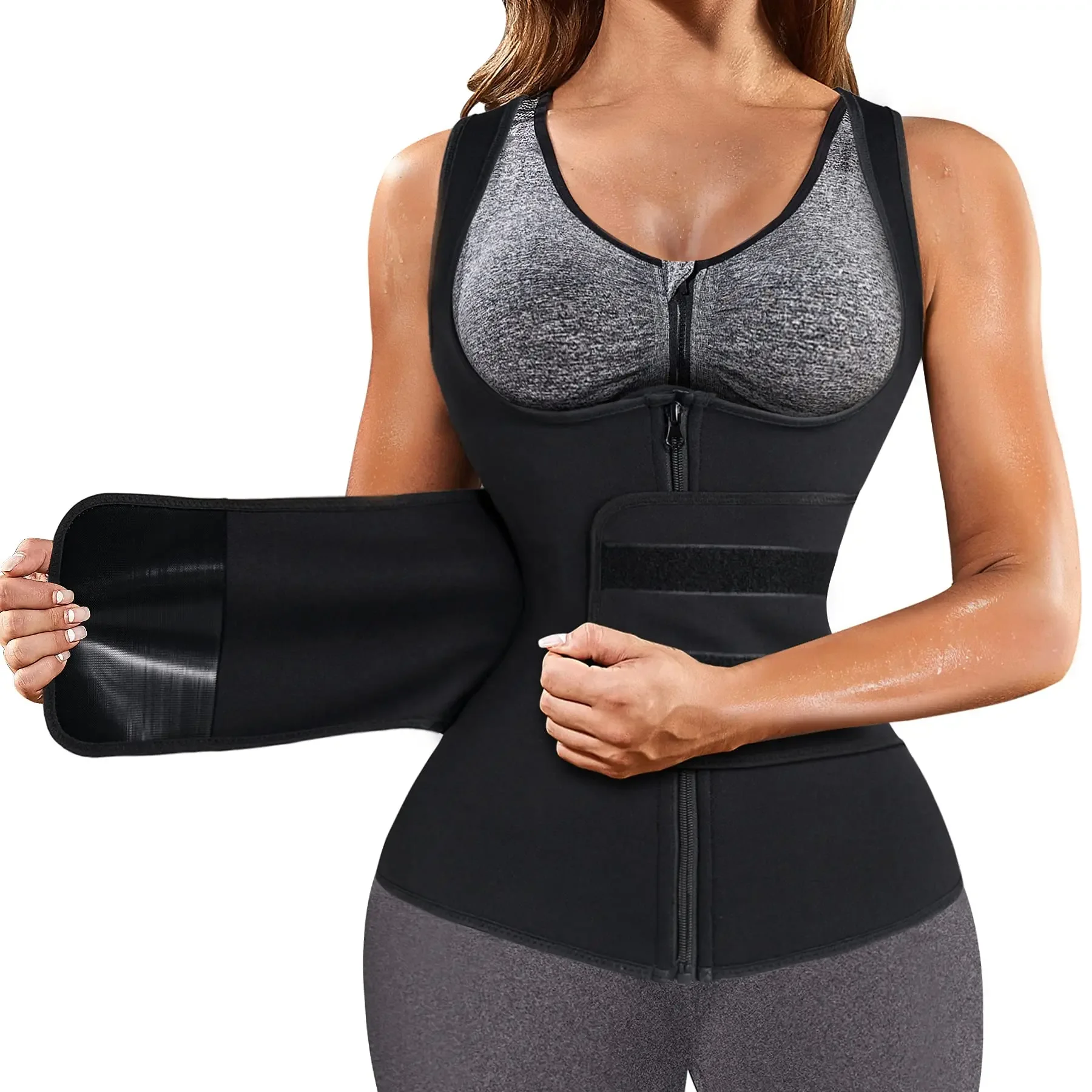 Vrouwen Taille Trainer Vest Workout Slank Korset Neopreen Sauna Tank Top Rits Gewichtsverlies Body Shaper Taille Buikcontrole