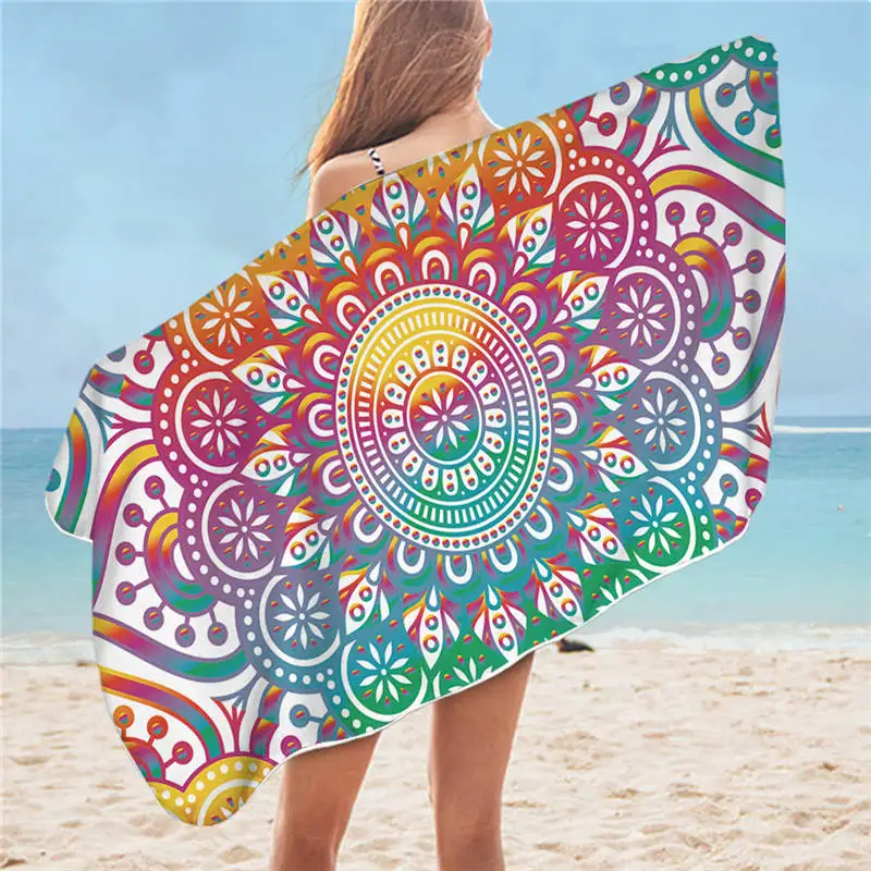 Mandala Bath Towel Bathroom Colorful Flower Beach Towel for Adult Bohemian Girly Microfiber Shower Towel 75x150cm Bath Towels