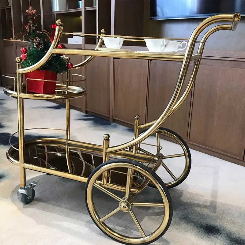 Commercial Classic Three-layer Stainless Steel Eco-Friendly 4-Wheel Hotel Trolley For Restaurant Banquet Wedding Use