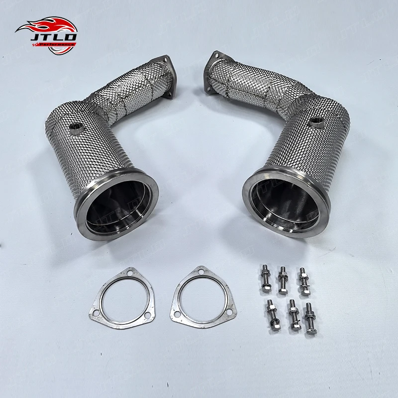 ماسورة العادم النازل مع درع الحرارة لـ Lamborghini URUS لأودي RSQ8 4.0 V8 2018 بدون أنابيب اختبار العادم بدون قطط OPF