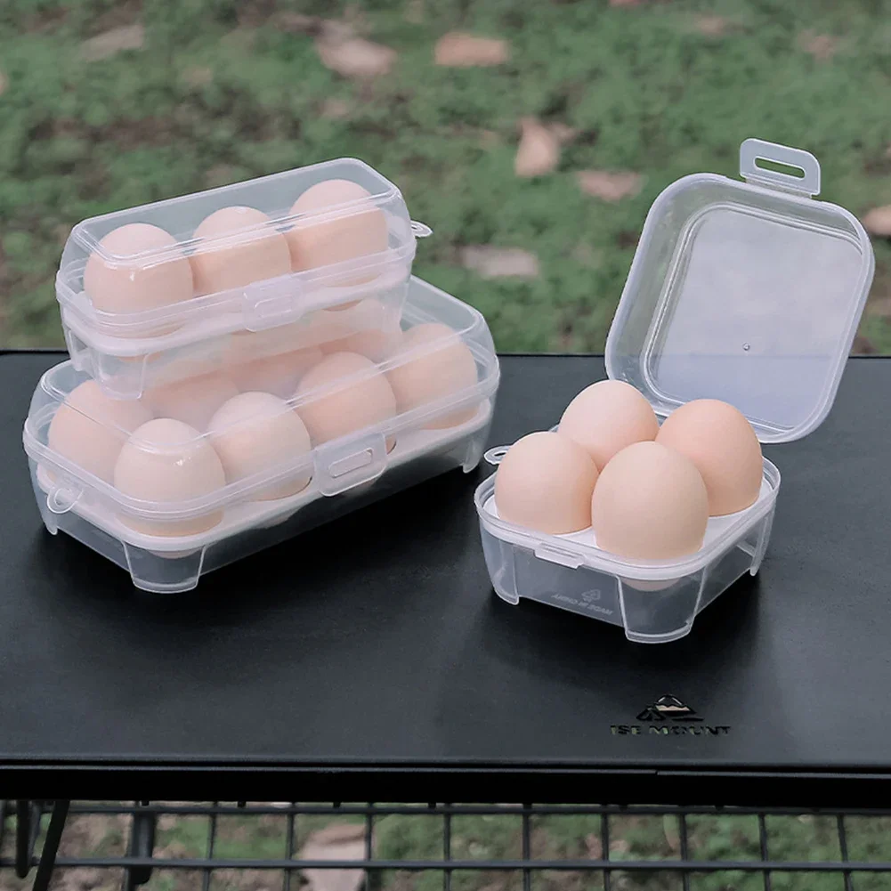 3/4/8 Grid Egg Holder with Lid Stackable Portable Egg Carriage Crisper Egg Protection Box BPA Free for Camping Picnic for Fridge