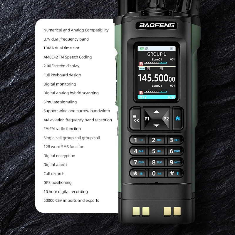 Baofeng DM32 10W DMR Digital Analog U/V Dual Band Mode GPS APRS Long Range Walkie Talkie AM FM NOAA Type-C Charging 2 Way Radio