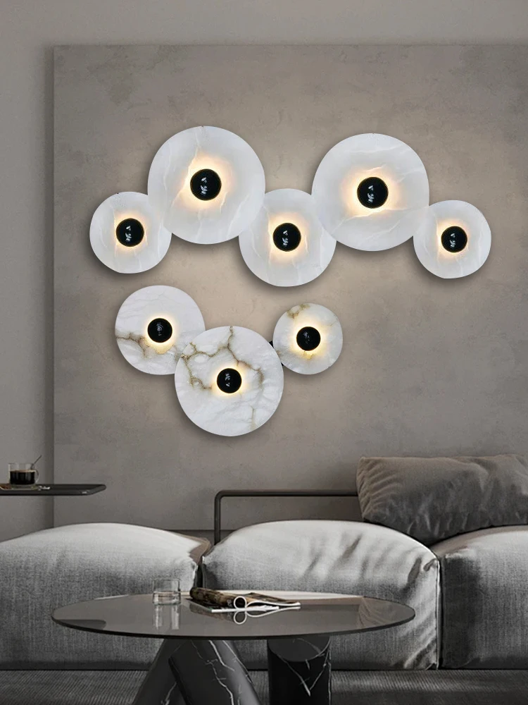 Black Gold Natural Spanish Marble Wall Lamp for Living Room Bedroom Decoration, Art Decor Wall Mounted Light Fixture 2026