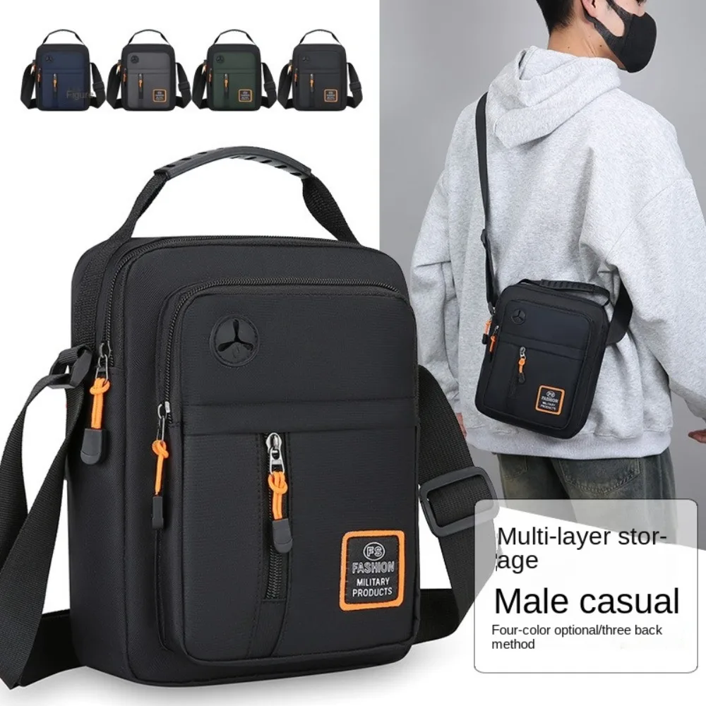 

Simple Oxford Men Shoulder Bag Large Capacity Waterproof Men's Business Bag Multi-pockets Square Nylon Crossbody Bag Work